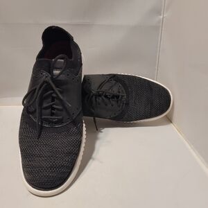 Cole Haan Black  Knit Oxford Leather Saddle Casual  Dress Shoes 7.5 (212850)